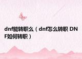 dnf能轉(zhuǎn)職么（dnf怎么轉(zhuǎn)職 DNF如何轉(zhuǎn)職）