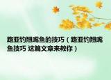 路亞釣翹嘴魚(yú)的技巧（路亞釣翹嘴魚(yú)技巧 這篇文章來(lái)教你）