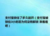 支付寶鎖住了多久能開（支付寶被鎖住3小時后為何沒有解鎖 來看看吧）