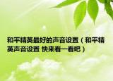 和平精英最好的聲音設(shè)置（和平精英聲音設(shè)置 快來看一看吧）