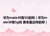 華為mate30有5G的嗎（華為mate30有5g嗎 原來(lái)是這樣的呀）
