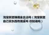 淘寶聯(lián)盟賺傭金合法嗎（淘寶聯(lián)盟自己買東西有傭金嗎 你知道嗎）