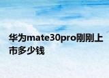 華為mate30pro剛剛上市多少錢