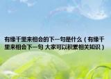 有緣千里來相會的下一句是什么（有緣千里來相會下一句 大家可以積累相關(guān)知識）