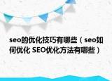 seo的優(yōu)化技巧有哪些（seo如何優(yōu)化 SEO優(yōu)化方法有哪些）