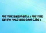 降息對銀行股的影響是什么（降息對銀行股的影響 降息后銀行股會有什么反應(yīng)）
