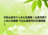 手機(jī)頭條號(hào)個(gè)人中心在哪里（頭條號(hào)里個(gè)人中心在哪里 今日頭條賬號(hào)ID在哪里看）