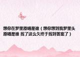 想你在夢(mèng)里原唱是誰（想你想到我夢(mèng)里頭原唱是誰 找了這么久終于找到答案了）