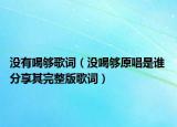 沒有喝夠歌詞（沒喝夠原唱是誰 分享其完整版歌詞）
