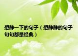 想靜一下的句子（想靜靜的句子 句句都是經(jīng)典）