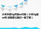 小米開啟5g開啟sa代碼（小米5g是sa嗎 這就要讓我們一起了解）