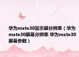 華為mate30顯示屏分辨率（華為mate30屏幕分辨率 華為mate30屏幕參數(shù)）