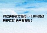 財政轉移支付是指（什么叫財政轉移支付 快來看看吧）