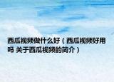 西瓜視頻做什么好（西瓜視頻好用嗎 關(guān)于西瓜視頻的簡介）
