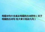 母愛詩(shī)句大全表達(dá)母愛的古詩(shī)四句（關(guān)于母愛的古詩(shī)句 給大家介紹這幾句）