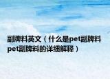 副牌料英文（什么是pet副牌料 pet副牌料的詳細(xì)解釋）