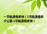 一節(jié)航速有多快（1節(jié)航速是多少公里 1節(jié)航速有多快）