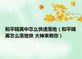 和平精英中怎么快速落地（和平精英怎么落地快 大神來教你）
