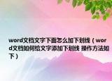 word文檔文字下面怎么加下劃線（word文檔如何給文字添加下劃線 操作方法如下）