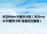 華為Mate30是雙卡嗎（華為mate30是雙卡嗎 答案在這里哦）