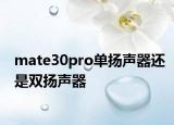 mate30pro單揚(yáng)聲器還是雙揚(yáng)聲器
