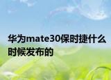華為mate30保時捷什么時候發(fā)布的