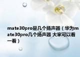 mate30pro是幾個(gè)揚(yáng)聲器（華為mate30pro幾個(gè)揚(yáng)聲器 大家可以看一看）