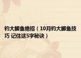釣大鯽魚絕招（10月釣大鯽魚技巧 記住這5字秘訣）