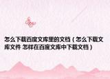 怎么下載百度文庫里的文檔（怎么下載文庫文件 怎樣在百度文庫中下載文檔）