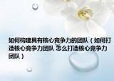 如何構(gòu)建具有核心競爭力的團隊（如何打造核心競爭力團隊 怎么打造核心競爭力團隊）