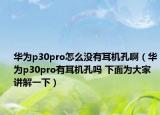 華為p30pro怎么沒有耳機(jī)孔?。ㄈA為p30pro有耳機(jī)孔嗎 下面為大家講解一下）
