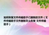 如何恢復(fù)文件傳輸助手已刪除的文件（文件傳輸助手文件刪除怎么恢復(fù) 文件傳輸助手）