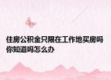 住房公積金只限在工作地買房嗎 你知道嗎怎么辦