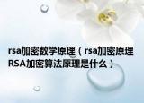 rsa加密數(shù)學(xué)原理（rsa加密原理 RSA加密算法原理是什么）