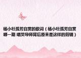 楊小壯孤芳自賞的歌詞（楊小壯孤芳自賞哪一期 唱哭導(dǎo)師背后原來是這樣的剪輯）