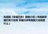 電視劇《幸福歸來》劇情介紹（電視劇幸福歸來大結(jié)局 幸福歸來電視劇大結(jié)局是什么）