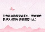 恒大退房流程要走多久（恒大退房款多久才到賬 需要簽訂什么）