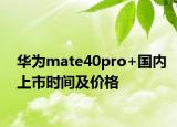 華為mate40pro+國內(nèi)上市時間及價格