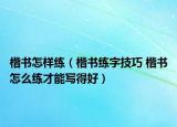 楷書怎樣練（楷書練字技巧 楷書怎么練才能寫得好）