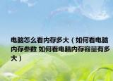 電腦怎么看內(nèi)存多大（如何看電腦內(nèi)存參數(shù) 如何看電腦內(nèi)存容量有多大）