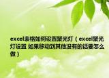 excel表格如何設置聚光燈（excel聚光燈設置 如果移動到其他沒有的話要怎么做）