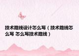 技術(shù)路線設(shè)計怎么寫（技術(shù)路線怎么寫 怎么寫技術(shù)路線）