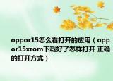 oppor15怎么看打開的應用（oppor15xrom下載好了怎樣打開 正確的打開方式）