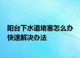 陽(yáng)臺(tái)下水道堵塞怎么辦 快速解決辦法