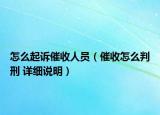 怎么起訴催收人員（催收怎么判刑 詳細(xì)說明）