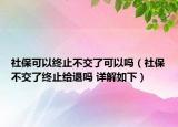 社?？梢越K止不交了可以嗎（社保不交了終止給退嗎 詳解如下）