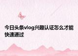 今日頭條vlog興趣認證怎么才能快速通過