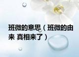 班微的意思（班微的由來 真相來了）