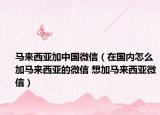 馬來西亞加中國微信（在國內怎么加馬來西亞的微信 想加馬來西亞微信）