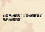 白菜用施肥嗎（白菜如何正確的施肥 請看回答）